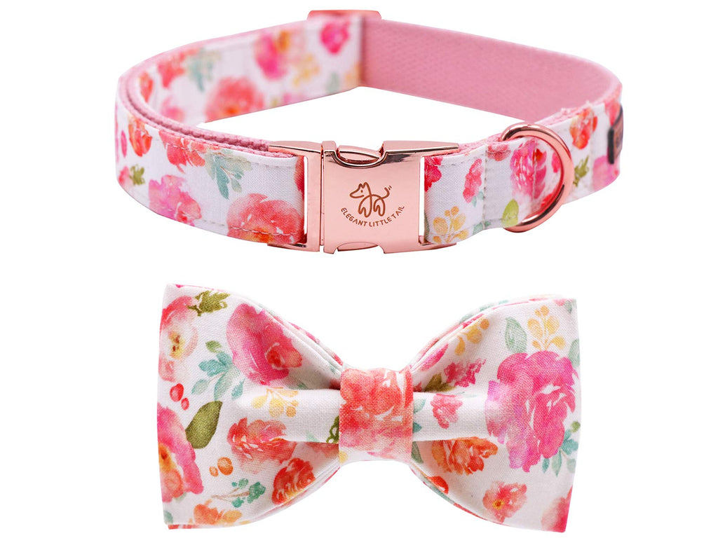 Elegant little tail Dog Collar with Bow, Cotton & Webbing, Bowtie Dog Collar, Adjustable Dog Collars for Small Medium Large Dogs and Cats