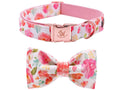 Elegant little tail Dog Collar with Bow, Cotton & Webbing, Bowtie Dog Collar, Adjustable Dog Collars for Small Medium Large Dogs and Cats