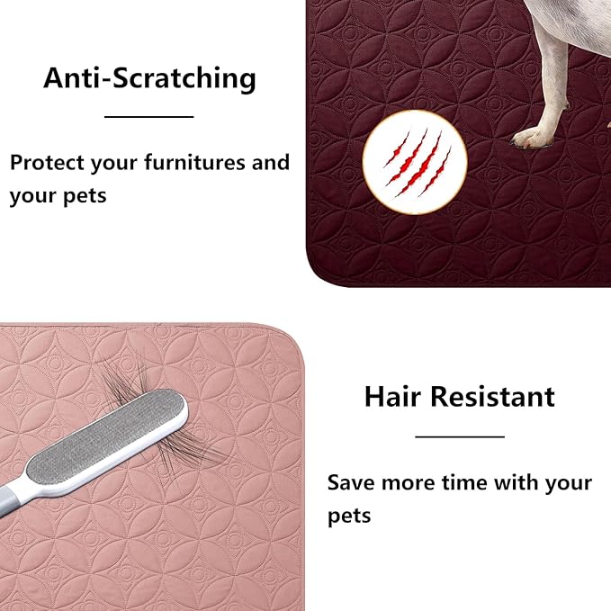 Waterproof Dog Blanket, 68x82 inches Pet Couch Covers for Sofa, Bed Furniture Protector from Dogs Washable and Reversible-Burgundy Red+Pink