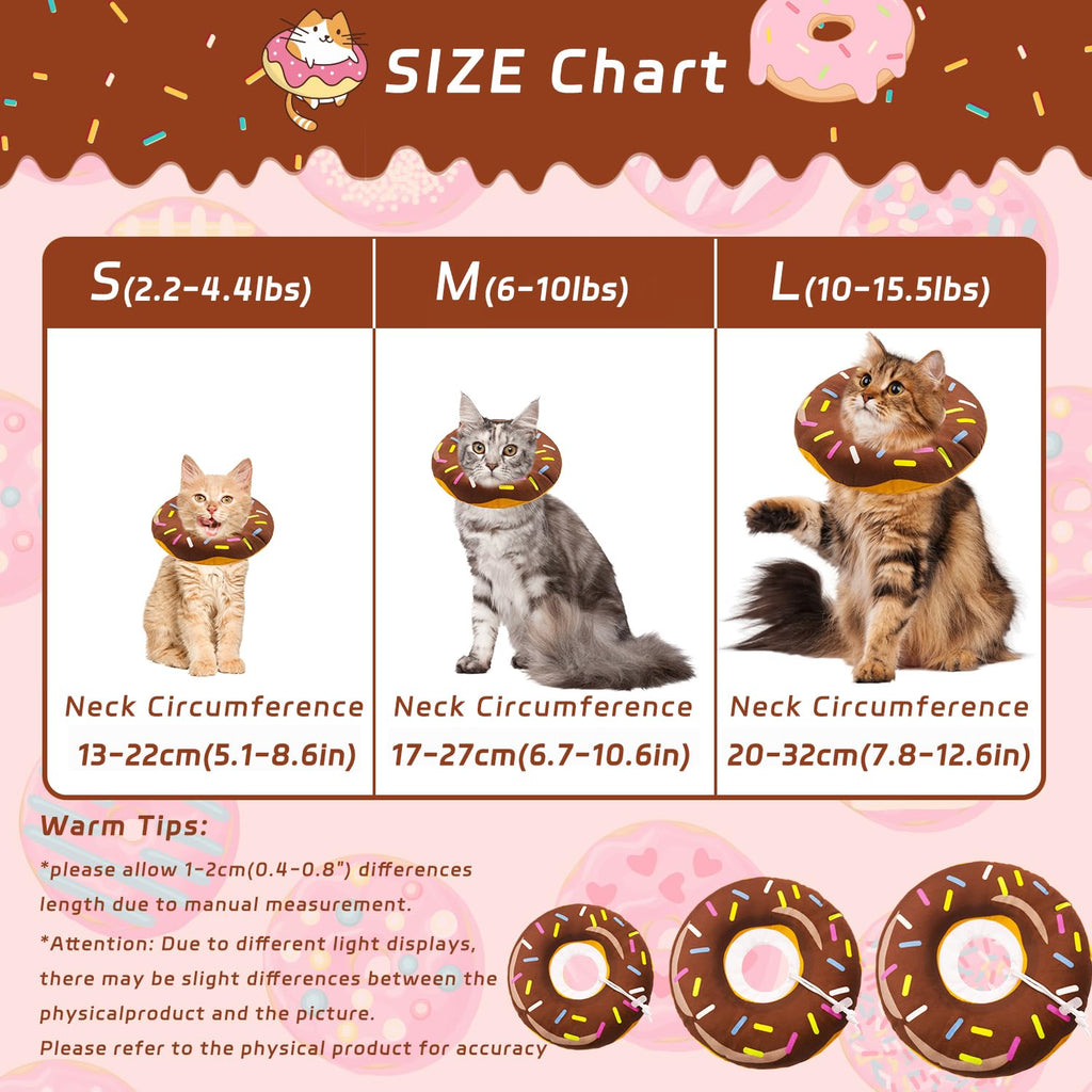 Seyezo Cat Cone Collar Soft, Adjustable Cat Recovery Collars, Donut Brown L
