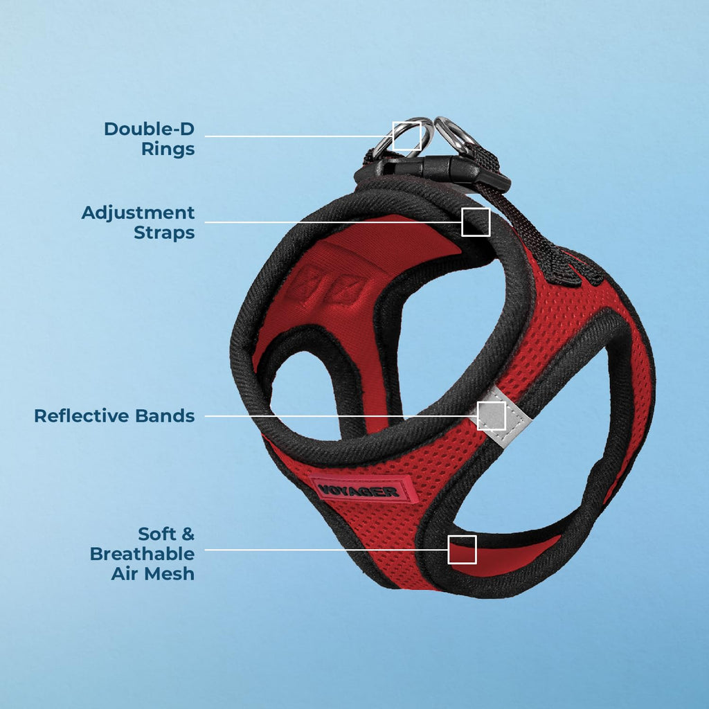 Voyager Step-in Air Dog Vest Harness - Red/Black Trim, Large