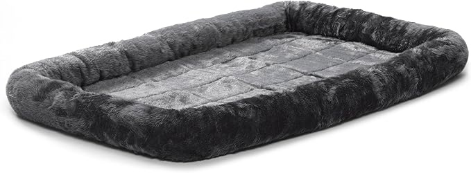 MidWest Homes for Pets QuietTime XXS Dog Bed - Gray Faux Fur Bolster, Ultra-Soft and Machine Washable, Fits 18-Inch Crates and Carriers, for Small Dogs and Cats