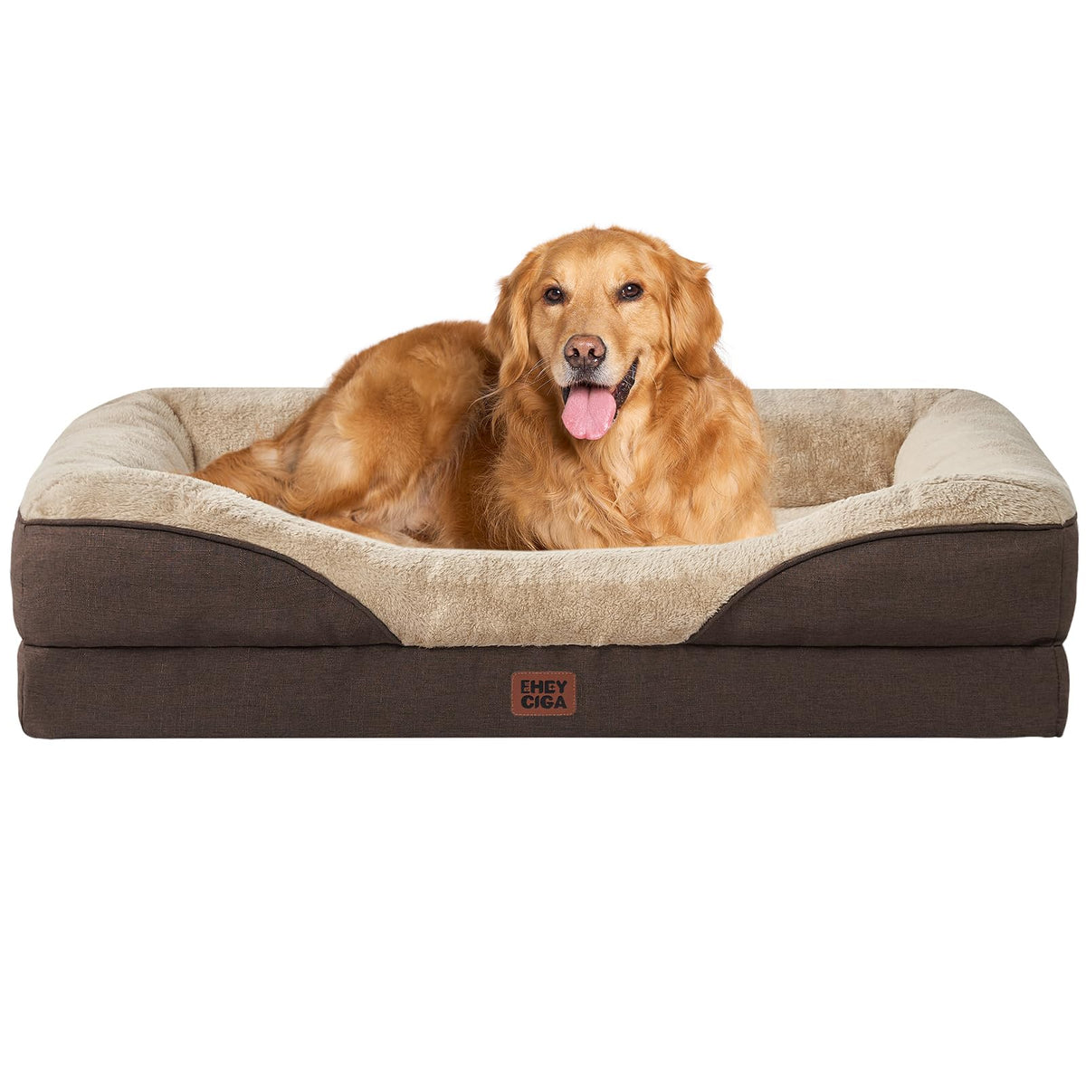 EHEYCIGA Orthopedic XL Dog Bed for Large Dog, Memory Foam Dog Couch, Beige