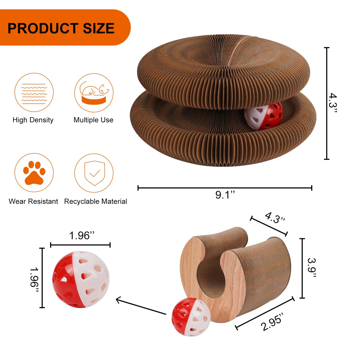 2Pcs Kitty Kurlz Cat Toy Magic Organ Cat Scratch, Kitten Cats Accordion Toy