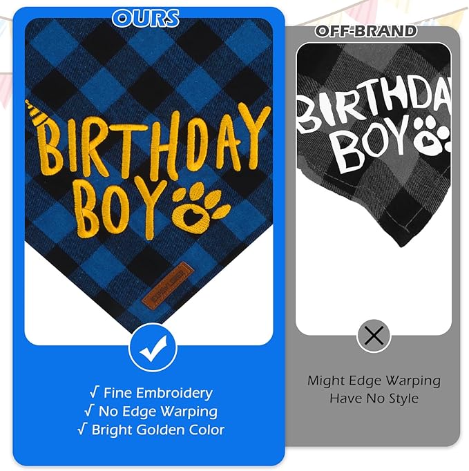 EXPAWLORER Dog Birthday Party Supplies - Dog Birthday Bandana Scarf and Party Hat with Numbers Boy Girl Pet Bow Tie, Cute Outfit for Small Medium Large Dogs (X-Large)