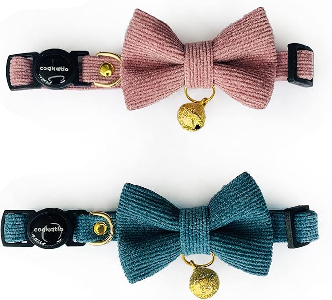 Cognatio Safety Quick Release Cat Collars, Soft Kitten Collars with Detachable Bow Tie and Bell, Adjustable 20-30 cm