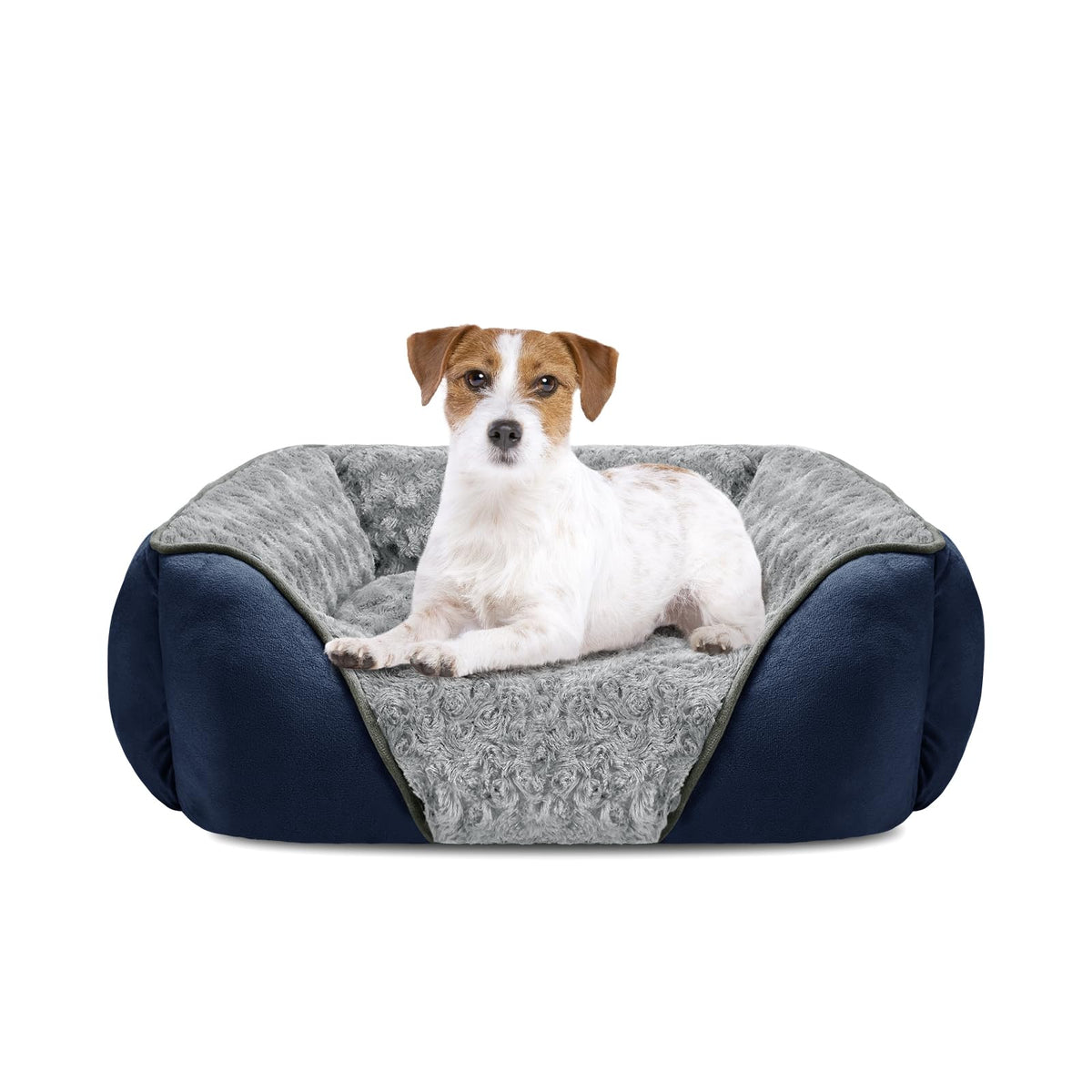 INVENHO Large Rectangle Orthopedic Dog Bed for Medium Small Dogs, Washable Soft Calming Puppy Sleeping Cuddler With Anti-Slip Bottom L(30"x24"x9")