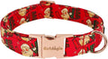 Astdogio Christmas Dog Collar，Soft Cotton Dog Collars for Medium Dogs, Dog Christmas Collar with Santa for Small Medium Large Dogs, Adjustable Red Collars Perfect for Girl or Boy Dog Collars-M