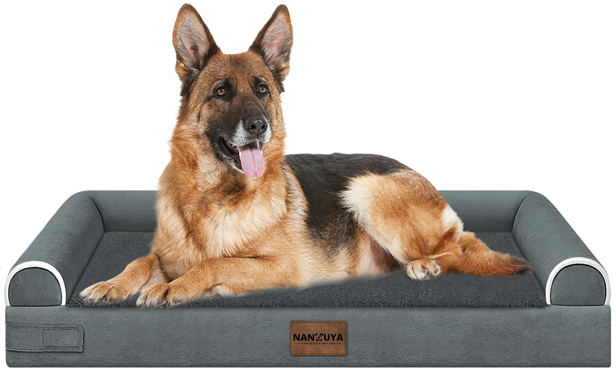 NANUYA Orthopedic Dog Bed for Jumbo Dogs, 48 x 33 Inch, Light Grey
