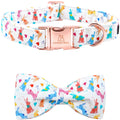 Lionheart glory Dog Bow Collar Blue and Black Plaid Dog Collar for X-Small Dogs,Boy Dog Collars with Bowtie Spring Summer Collars Soft Adjustable Pet Collar Bows
