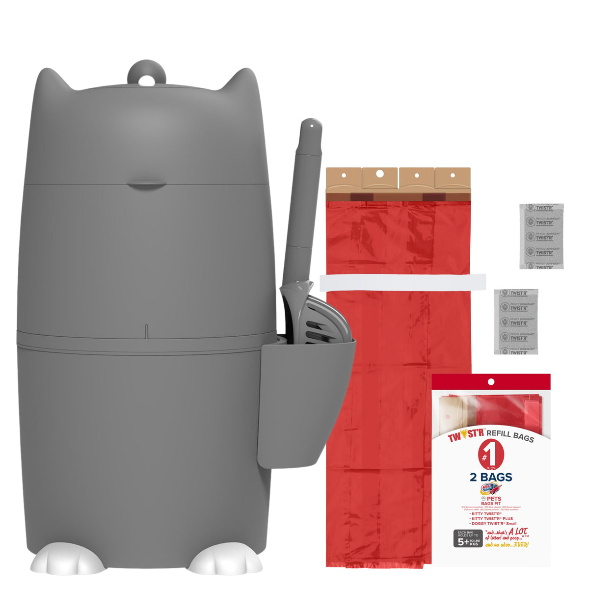 Red Rocket Kitty Twist'R Plus Cat Litter Disposal System, Litter Trash Can