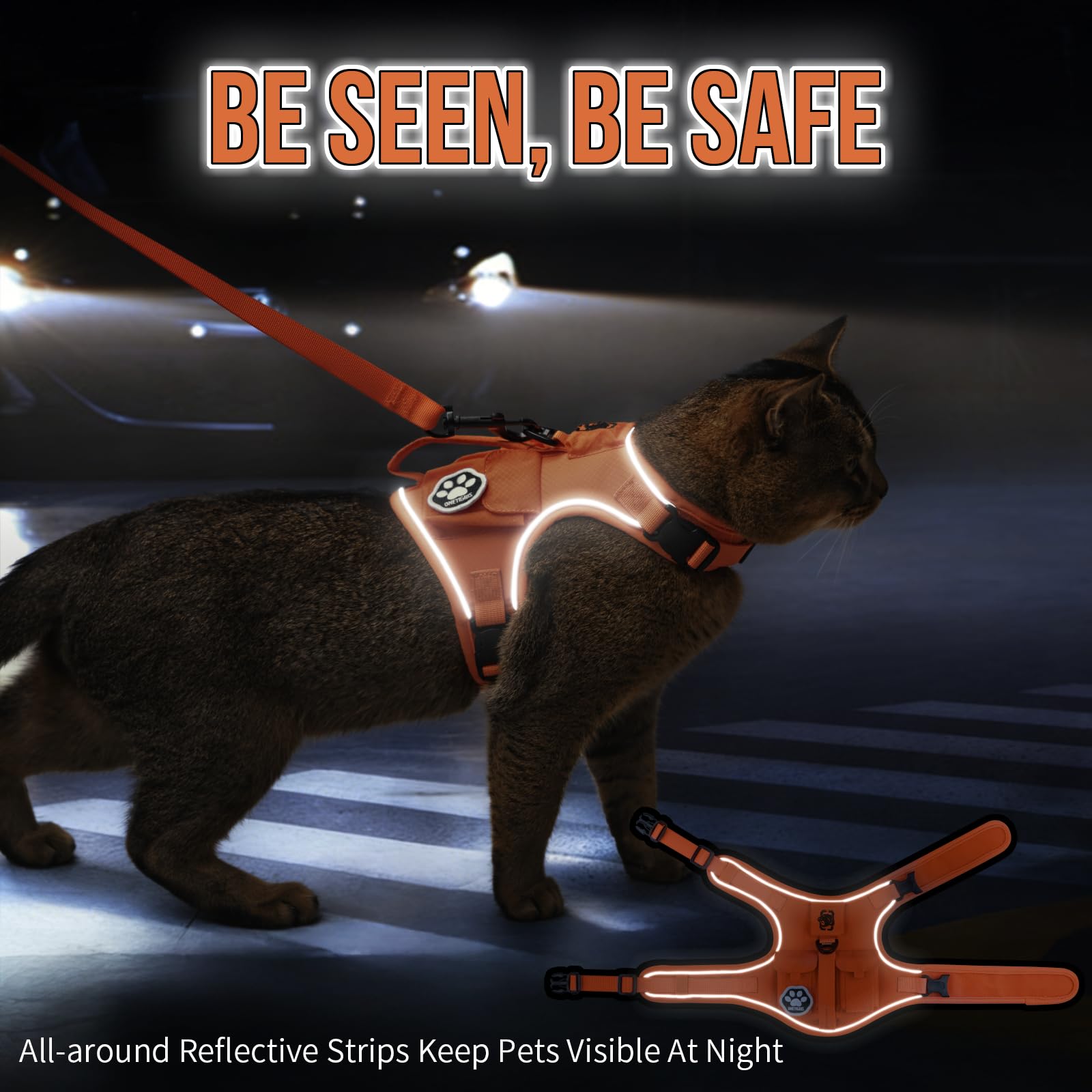 OneTigris Tactical Cat Harness and Leash Escape Proof Soft Adjustable
