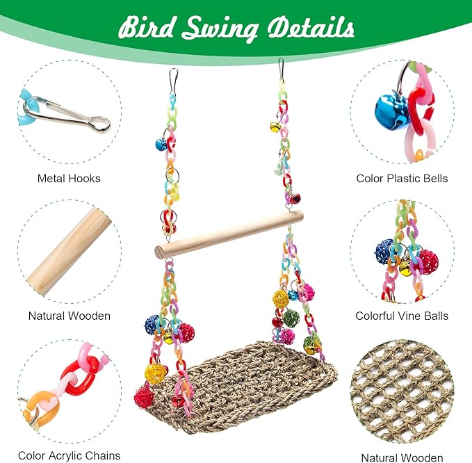 Bird Swing Toys Coolrunner Bird Hammock Bed Hanging Swing Nest Cotton
