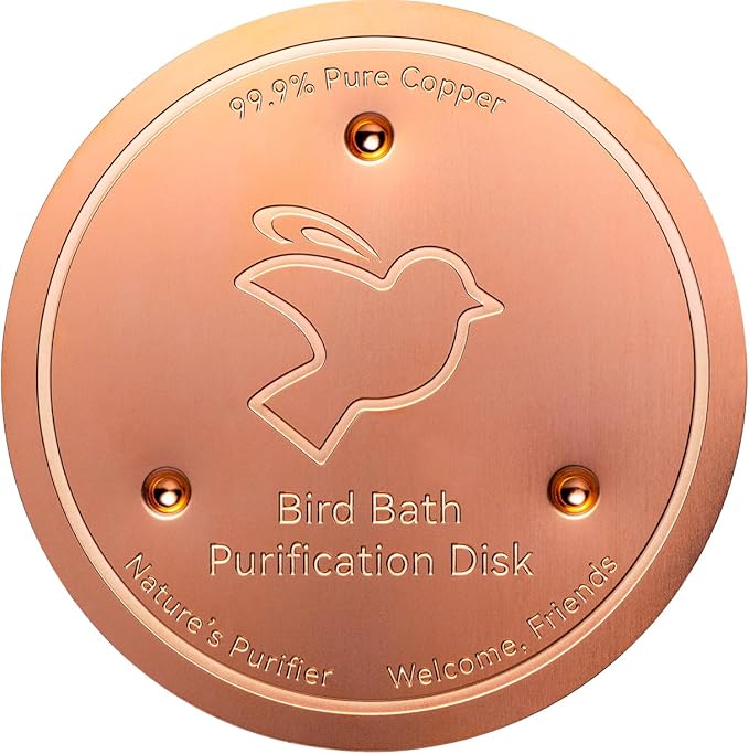 Mellbree 4-Pack Bird Bath Copper Disc, 0.6mm Reinforced 99.99% Pure Copper Cleaning Disk with Triple-Point Support for Physical Safe Clean Water All-Season (Sunflower)