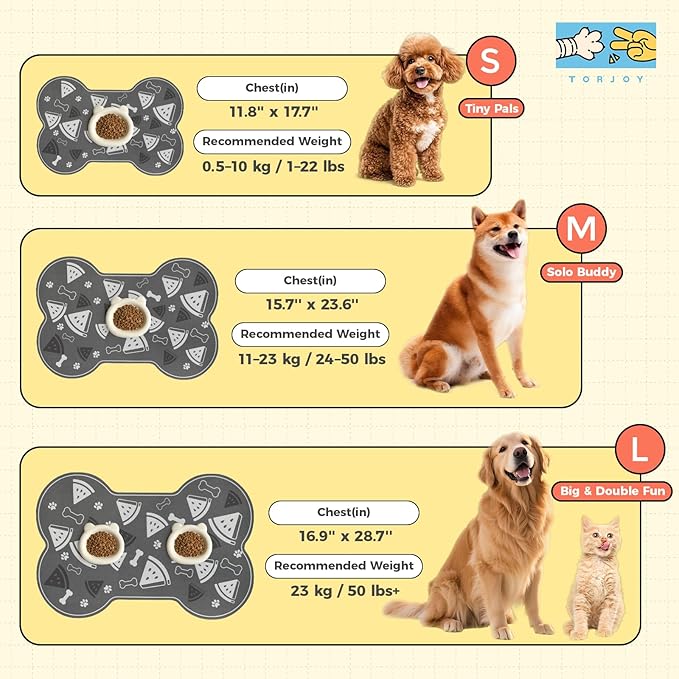 TORJOY Dog Food Mat, 0.15” Thickened Super Absorbent Pet Feeding Mat for Food and Water, Fruit Donut Pattern Cat Placemat, Quick Dry Non-Slip Dog Bowl Mat, Water Splash Proof（Small Watermelon Grey）