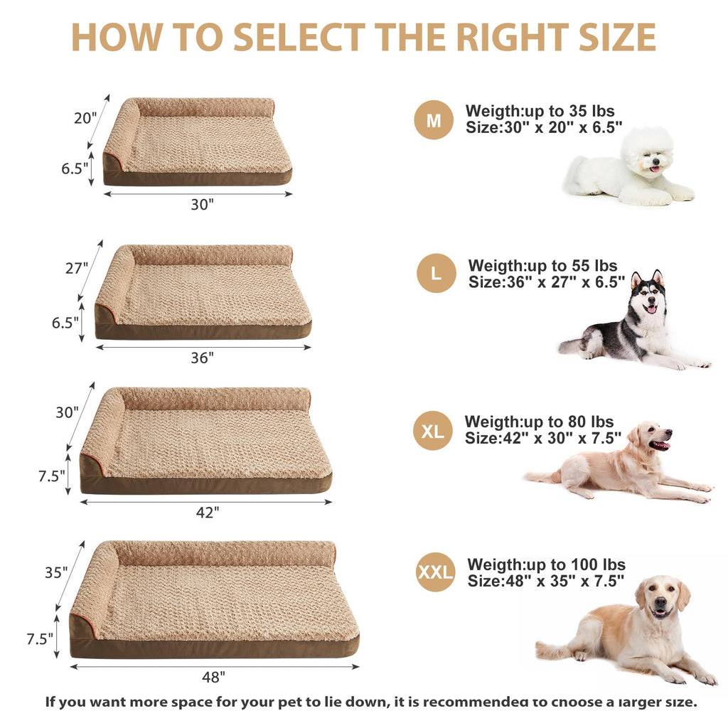 BFPETHOME Orthopedic Washable Dog Bed, Sleeping Couch for Large Senior Dogs
