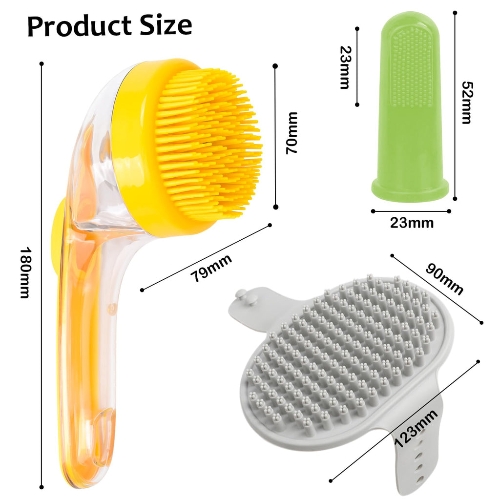 (6 Pcs) ELEGX Pet Grooming Bath Massage Brush with Soap and Shampoo Dispenser Soft Silicone Bristle for Long Short Haired Dogs Cats Shower