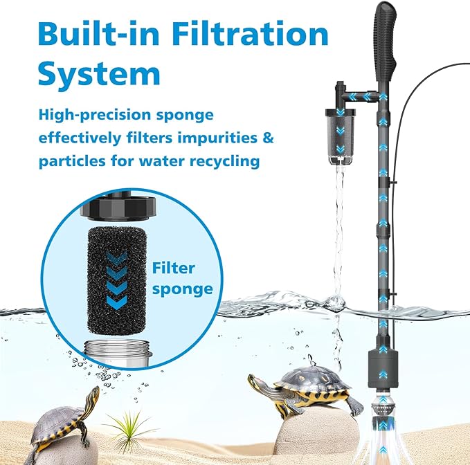 fishkeeper Aquarium Vacuum Gravel Cleaner, 25W 6 in 1 Multifunction Fish Tank Cleaner Kit for Automatic Water Change, Wash Sand, Water Circulation Infinitely Adjustable Flow Fish Tank Cleaner Vacuum