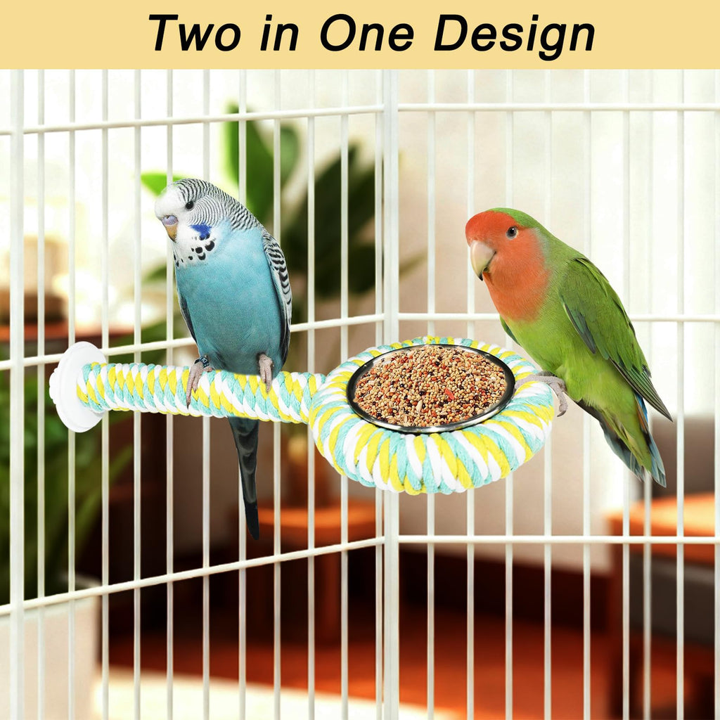 ASOCEA Bird Perch Feeding Cup,Bird Bowls for Cage Parakeet Feeder Parrot Food Bowls Parrot Cage Accessory for Budgie Lovebird Cockatiel Parakeet Canary Finch Small Parrots,Colorful