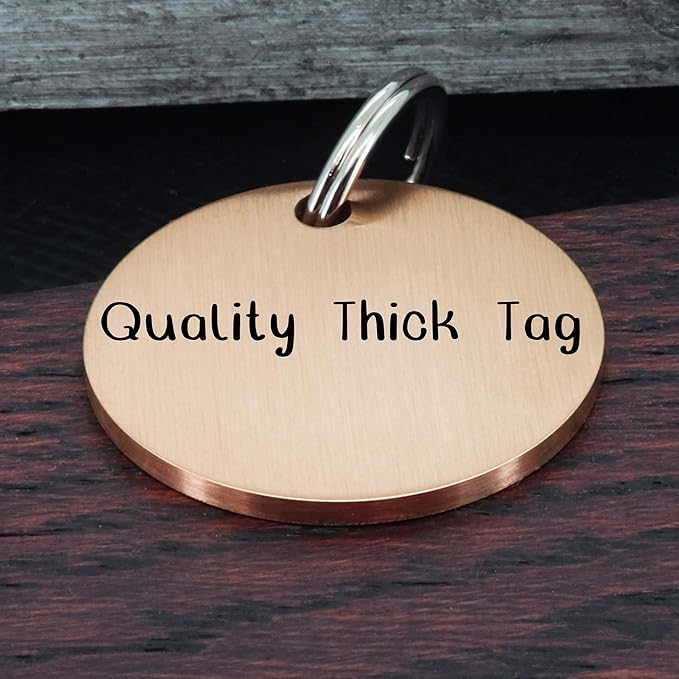 Ultra Joys Dog ID Tag, Custom Dog Tag Personalized Cat Tag, Pet ID Tag, Brushed Stainless Steel Round Dog Tag Rose Gold Large