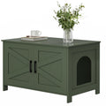 Homhedy 31.5" L Cat Litter Box Enclosure with Barn Door, Green