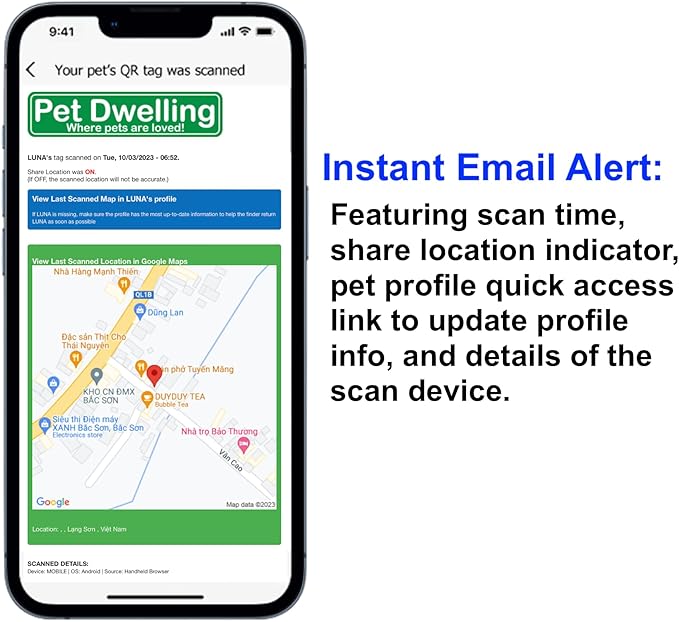 Pet Dwelling QR Code Pet ID Tag – Smart Dog & Cat ID Tags for Pet Safety, Free Personalized Online Profile, Instant Scan Alerts, AI Insights (Blue Paw)