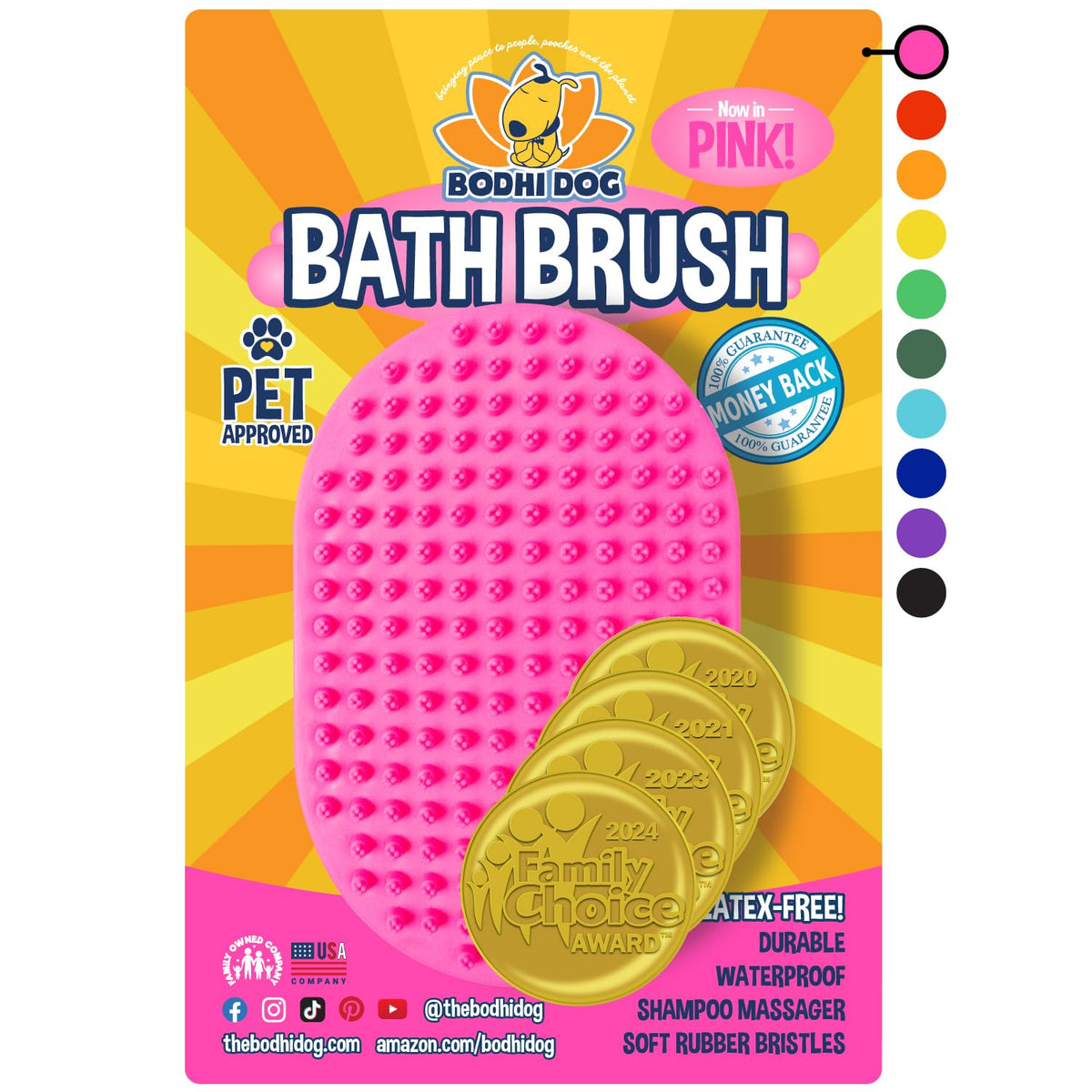 Bodhi Dog Shampoo Brush - Pet Grooming & Bath Supplies for Dogs and Cats - Bath Brush for Long & Short Hair - Premium Scrubber for Shower, Showerhead, Sprayer & Bathing (One Pack, Purple)