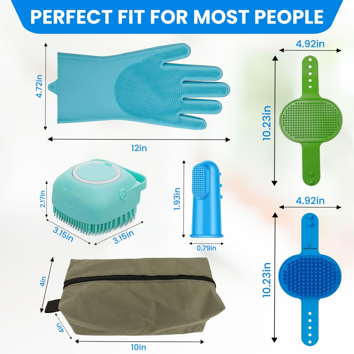 9PCS Pet Grooming & Bathing Kit with Storage Bag for Dogs & Cats