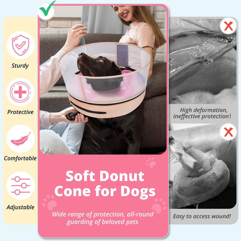 Didopet Inflatable Dog Cone with Anti-Licking Clear Shield, Fits Large Dogs