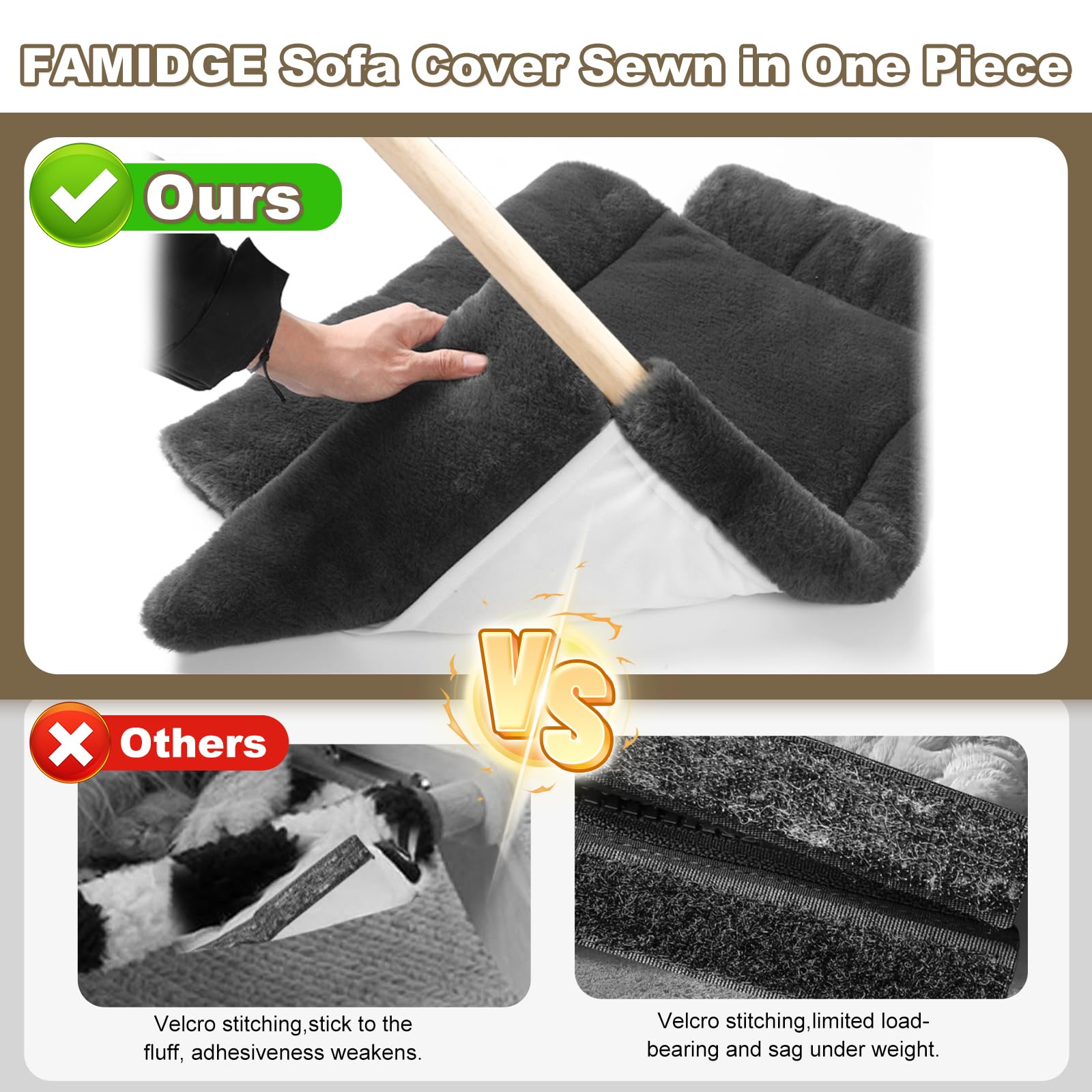 FAMIDGE Elevated Cat Couch Bed for Indoor Cats - Wooden Pet Sofa with Removable Washable Thick Cover Raised Kitty Lounge Chair Suitable for Puppy or Small Animals(Cat Sofa Grey)