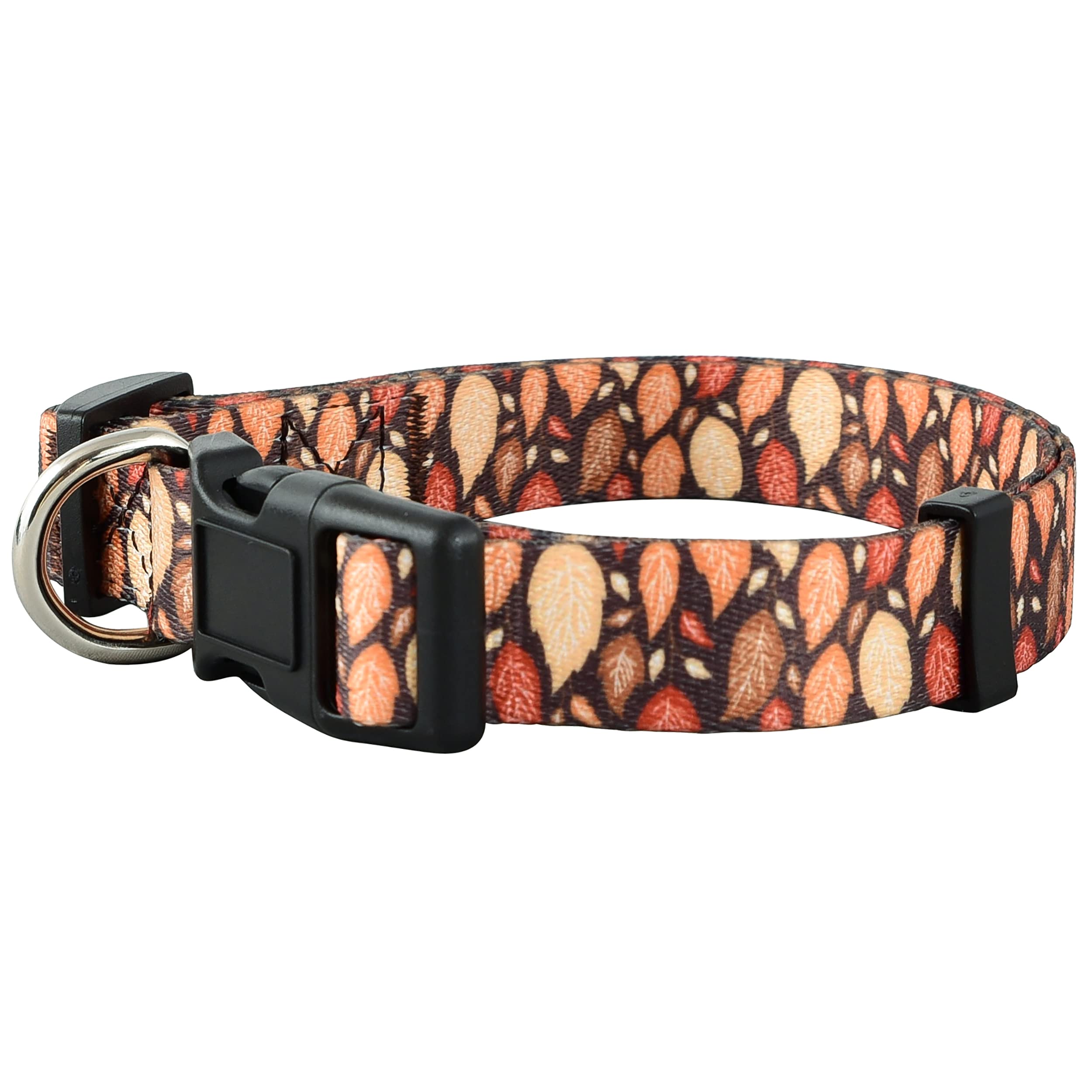 Native Pup Thanksgiving Dog Collar- Fall Collars for Dogs- Autumn Leaf, Turkey, Pumpkin Pie, Holiday Leaves- Girl Boy Puppy- Adjustable for Small, Medium, Large Breeds (Fall Leaves, Small)