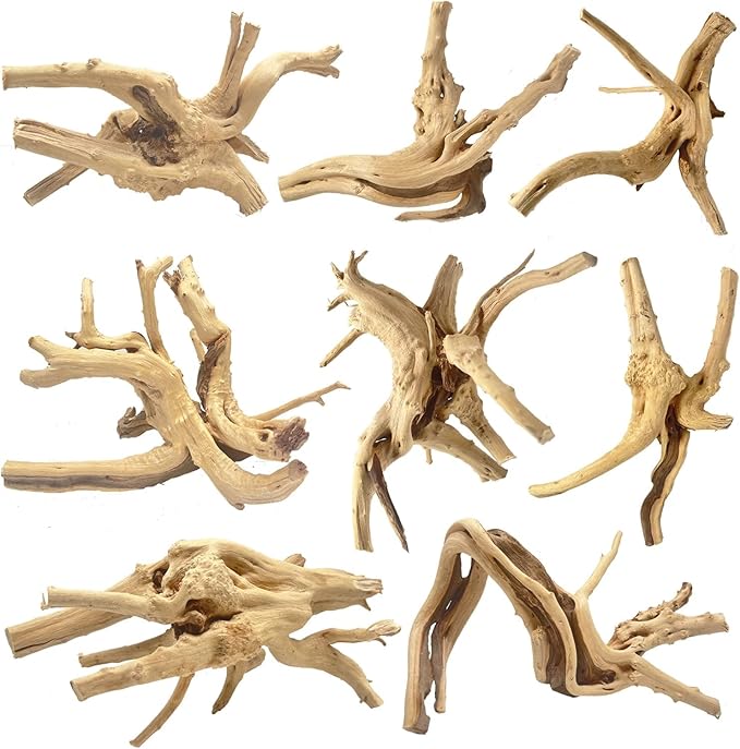 Jorewood Natural Large Spiderwood Driftwood for Aquarium Decor Rptile Fish Tank Decoration Assort Branch 7-11'' 3 Pcs