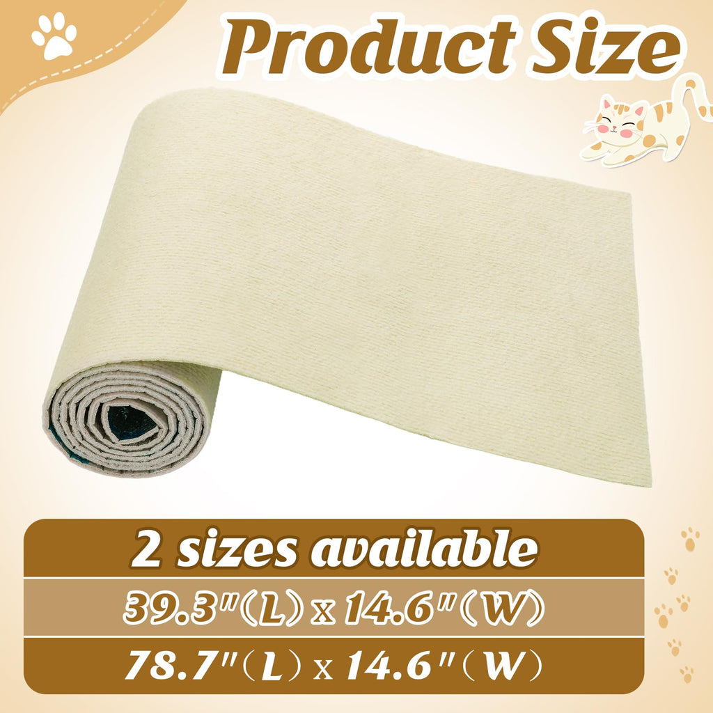 39.3''x14.6'' Trimmable Cat Scratch Furniture Protector - Climbing Self-Adhesive Cat Scratching Pad Mat, Couch Protector from Claws for Scratch Post Cat Tree Shelves Wall, Beige