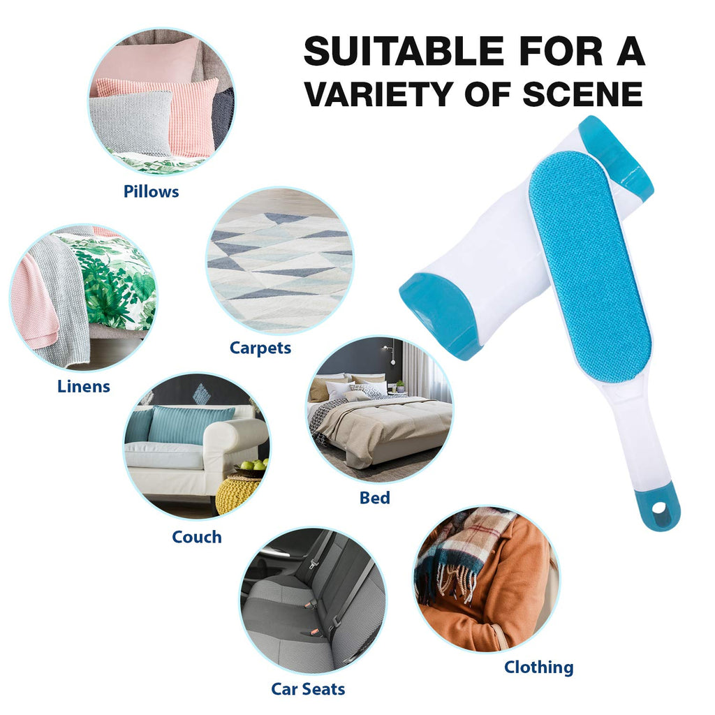 Pet Hair Remover for Clothes: Reusable Dog Cat Fur Lint Removal Brush for Clothes Furniture Couch Carpet Bed Car Seat - Self-Cleaning for Pet Owners (Fresh Blue, 1 Pack)