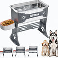 JDCQKHA 3 Gallon Elevated Dog Bowl Large Breed Raised Dog Water Bowl Stand,3 Height Adjustable Stainless Steel Pet Feeder Station with Anti-Slip Mat,Black Pet Bowl for Relief Joint Pressure,Easy Clean