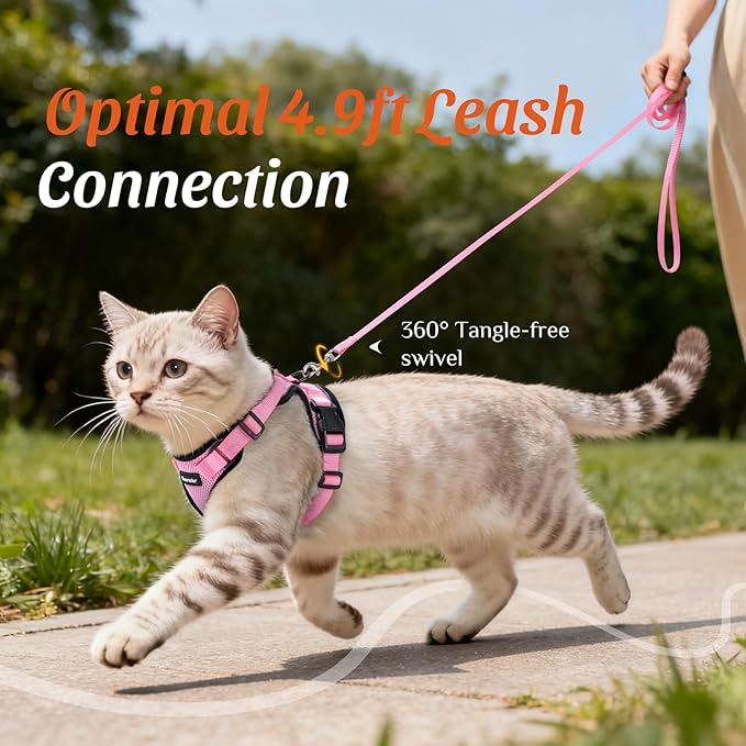 Dooradar Cat Harness and Leash Set, Adjustable and Escape Proof, Xs