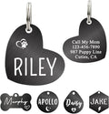 Ultra Joys Dog ID Tag, Custom Dog Tag Personalized Cat Tag, Pet ID Tag, Brushed Stainless Steel Heart Cat Tags Pet Tags Heart Dog Tag Black Medium