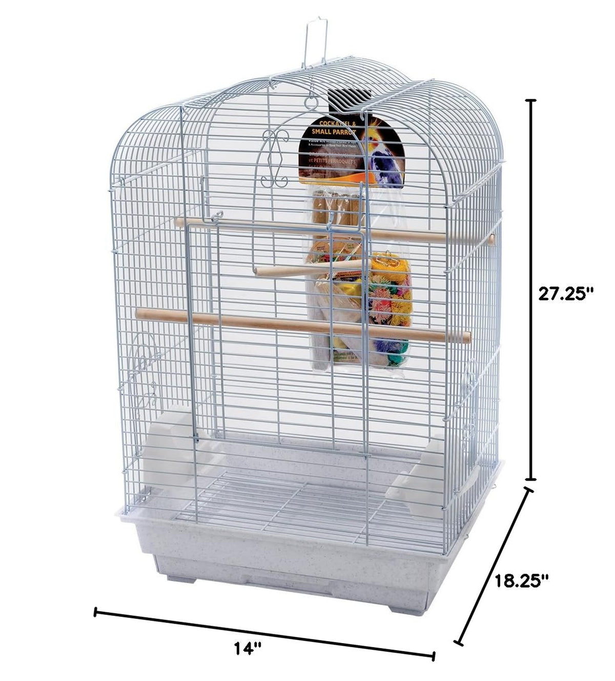 Penn-Plax Cockatiel & Small Parrot Starter Kit with Lockable Birdcage and Accessories - White