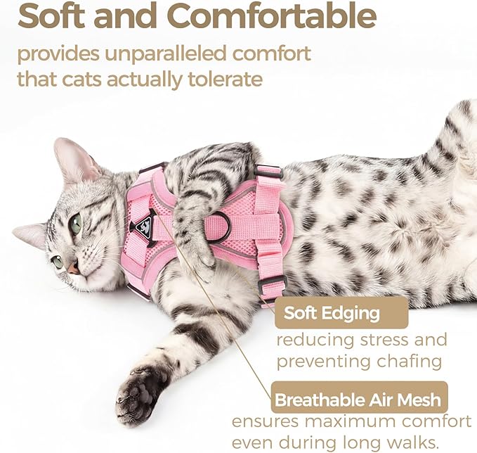Cat Harness and Leash Set Escape Proof Tactical Small Kitten Harness Emotional Support Cat Vest, Pink, S
