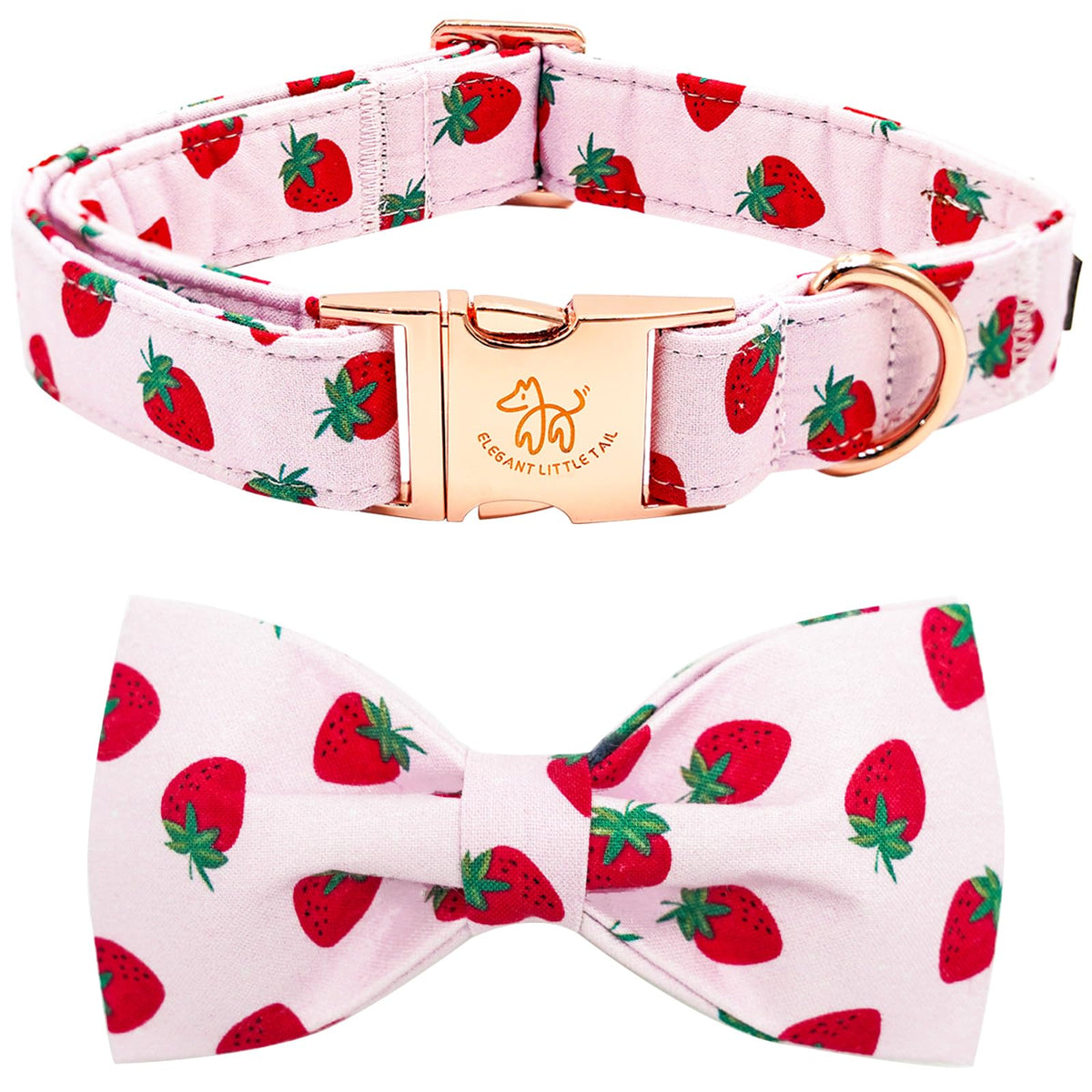 Christmas Dog Collar with Bow, Red Plaid Cotton & Webbing Bow Dog Collar