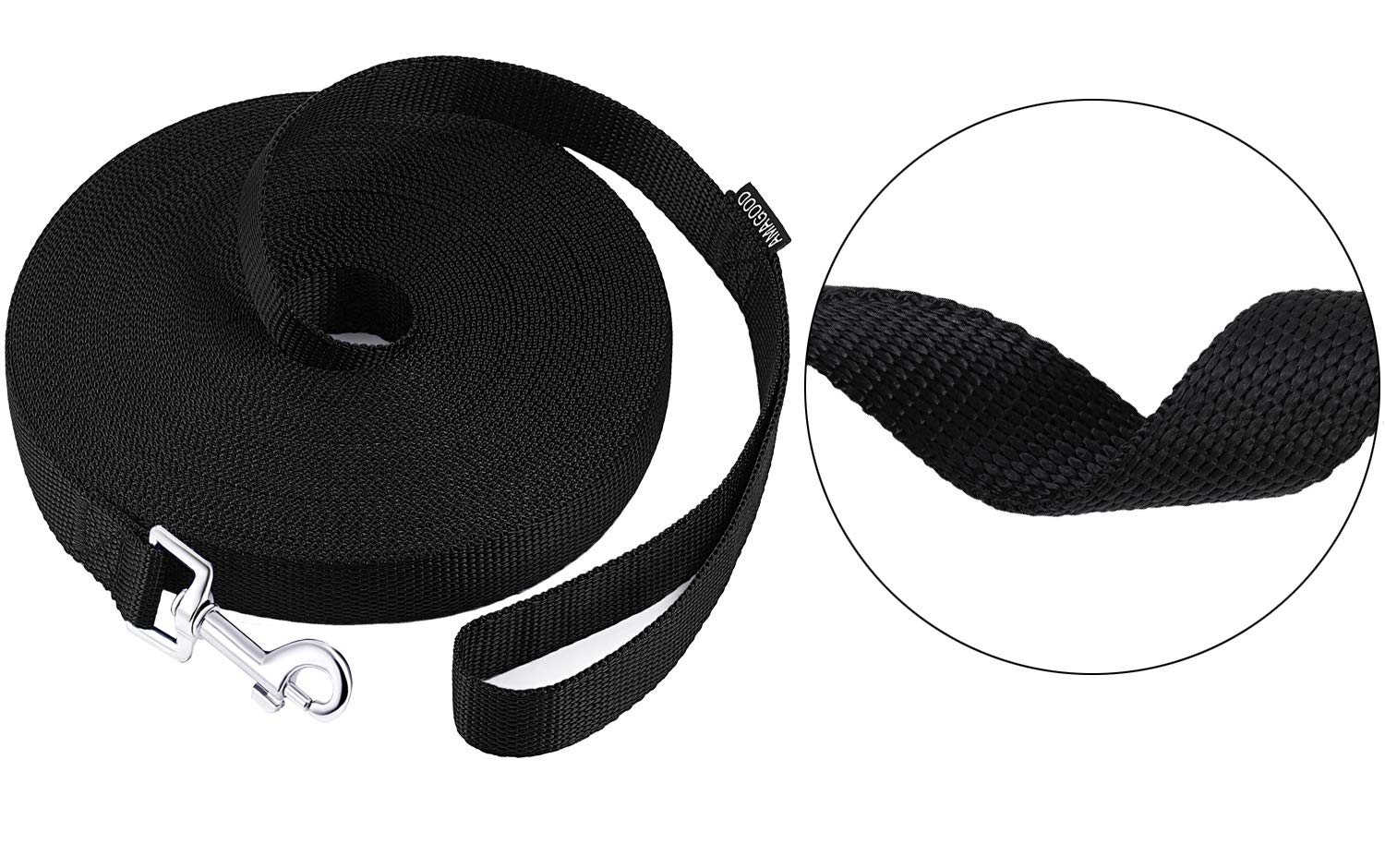 AmaGood Dog Leashes for Small Medium Large Dogs,15 ft 20 ft 30 ft 50 ft Long Dog Leashes for Dog Training,Tie Out,Play,Safety,Camping (20 feet, Black)