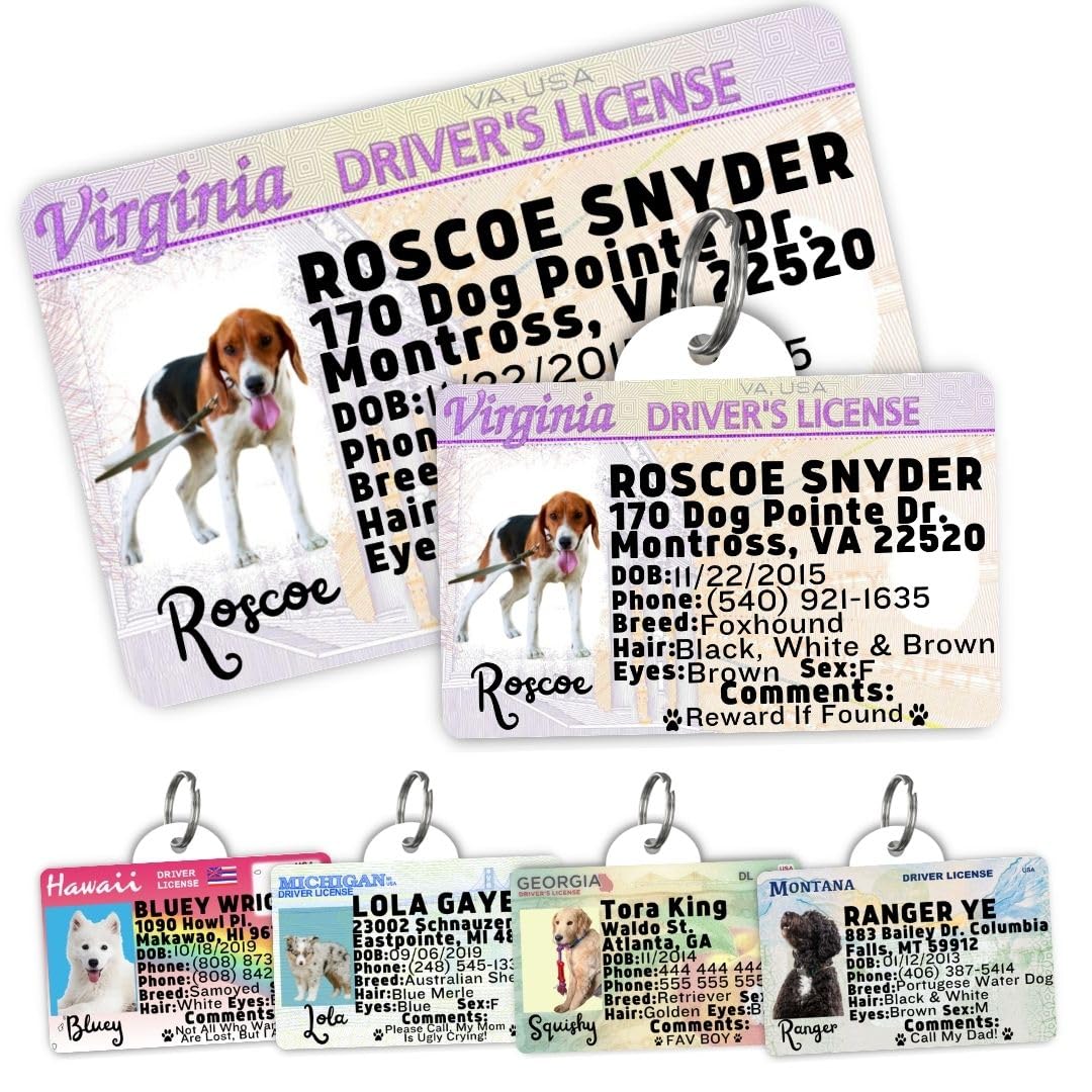 Dog Tags Personalized, Dog ID License Tag for Pets (Arizona, Wallet Card)
