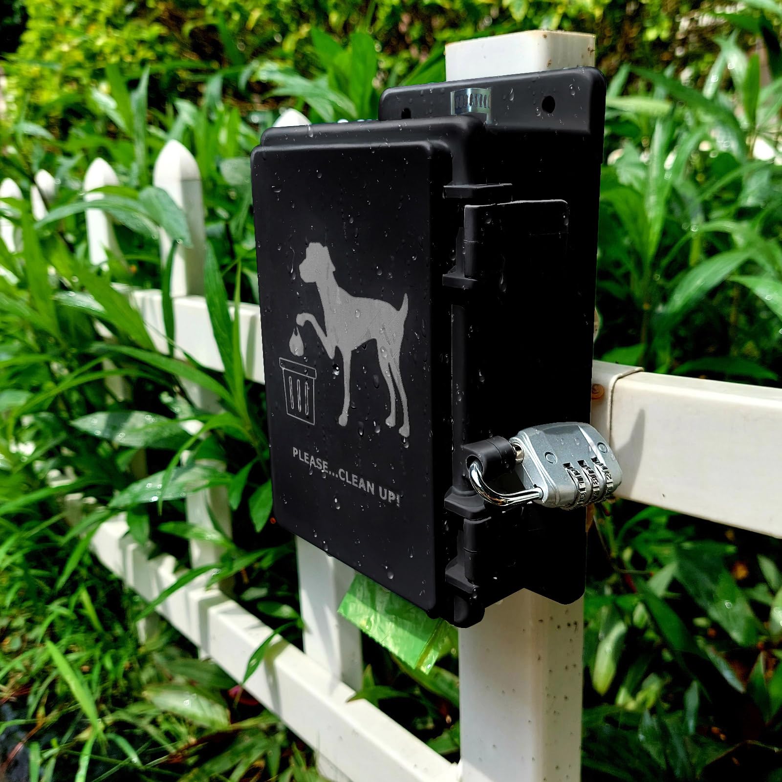 Dog Poop Bag Dispenser Wall Mounted Outside with Lock and 8 Small Rolls, Doggie Bag Holder For Backyard Post, Pole, Fence Mountable fits Home, Commercial Occasion(Black dispenser+8 rolls+lock)