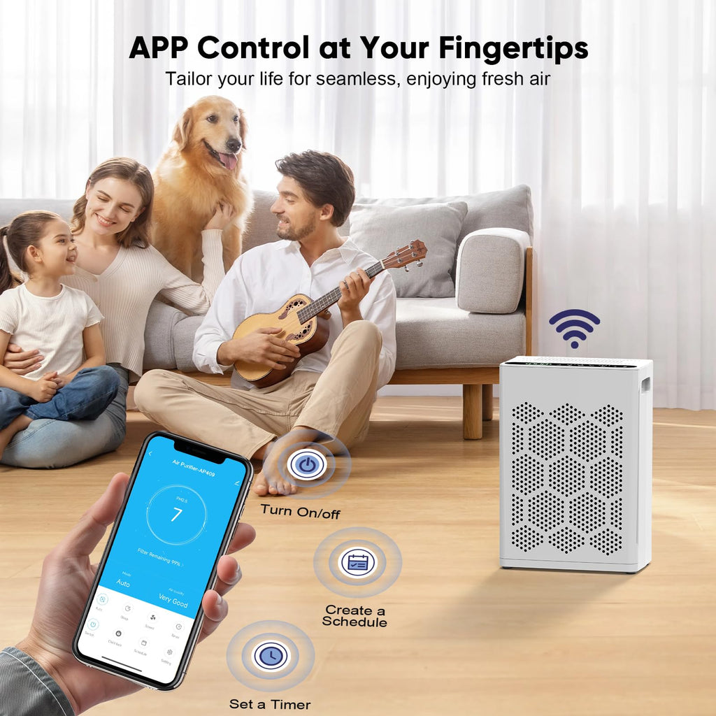 DAYETTE Air Purifiers for Home Large Room Up to 1800 Ft² with Fragrance, Smart WiFi Alexa Control,Auto Mode, HEPA 14 Air Purifier with Washable Prefilter for Bedroom, Dorm Room, Pets, Office