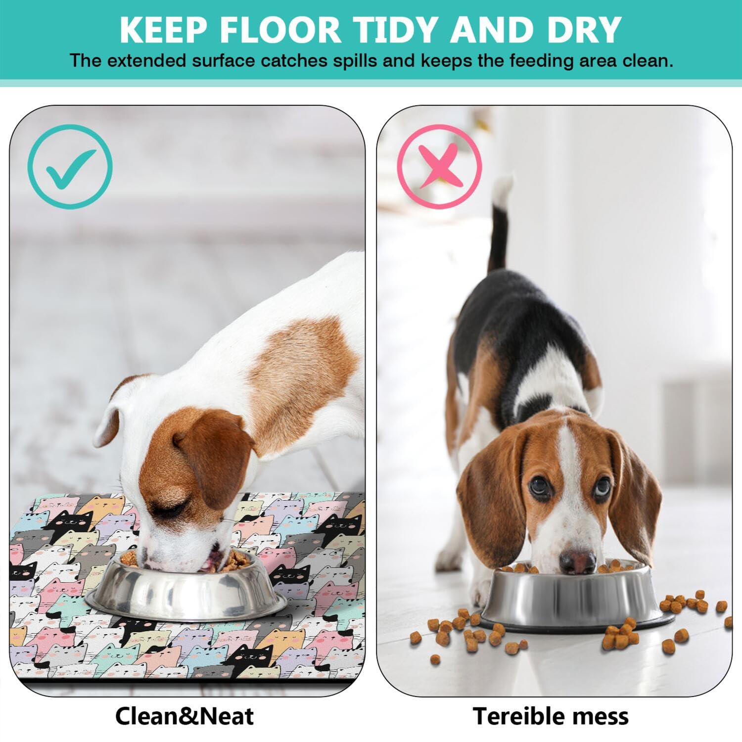 Pet Feeding Mat for Floors Waterproof Dog Mat for Food and Water Absorbent Quick Dry Non Slip mat for Cat Bowls