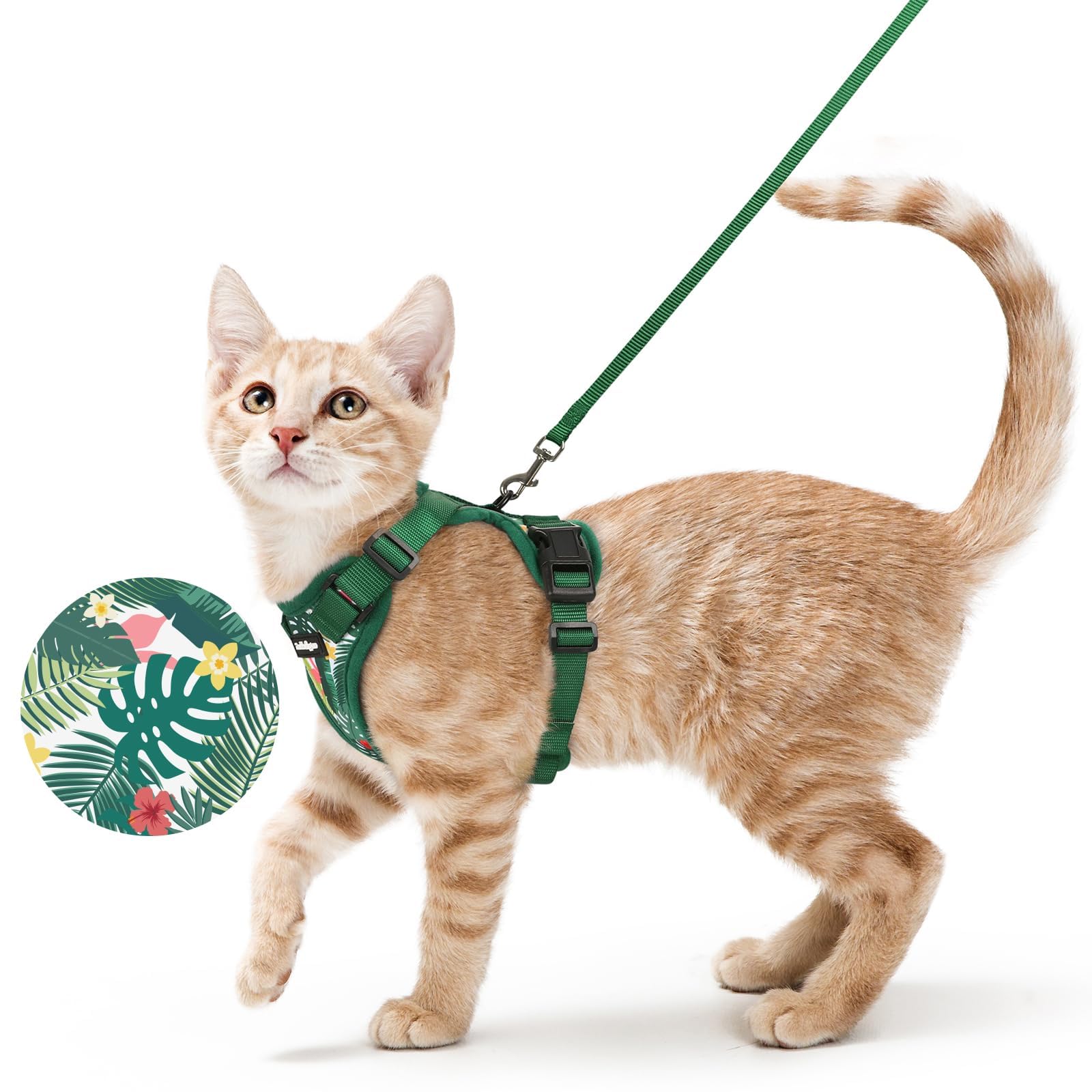 rabbitgoo Cat Harness and Leash Set, Escape Proof Vest, Emerald