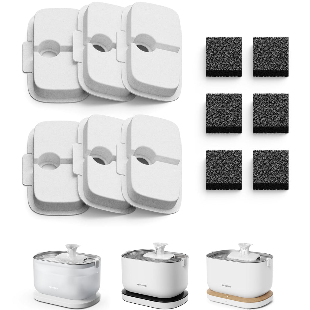 PETLIBRO 6 Packs Replacement Filters for Dockstream Cat Water Fountain PLWF105/PLWF115/PLWF106/PLWF116/PLWF005, 3 Months Set of Replacement Filters for Ultra Quiet Pet Water Fountain