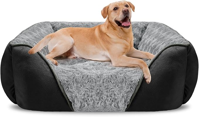INVENHO Small Dog Bed Rectangle Washable Orthopedic Soft Calming Sleeping Durable Pet Cuddler with Anti-Slip Bottom