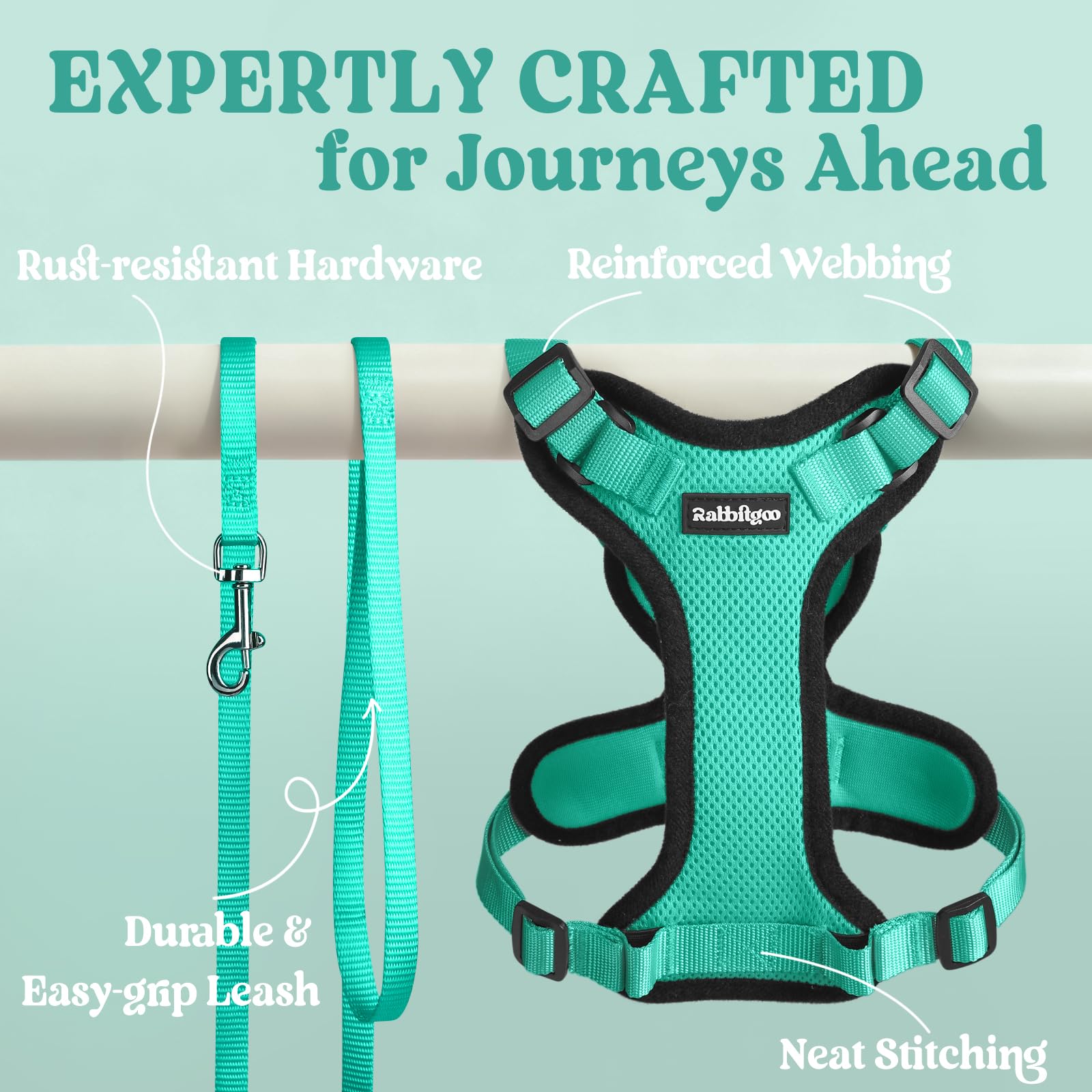rabbitgoo Cat Harness and Leash Set, Escape Proof Vest, Emerald