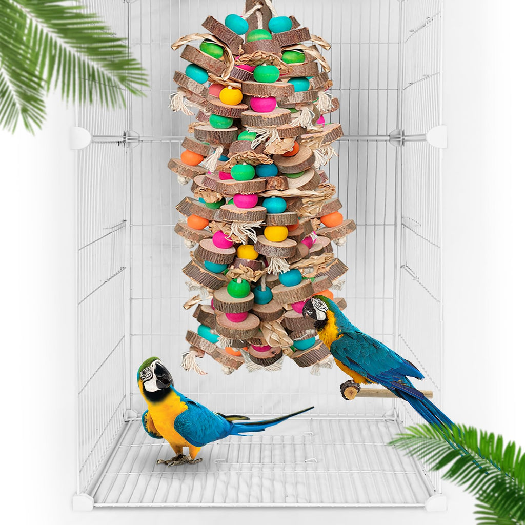 Extra Large Bird Parrot Toys- 19.7 inch Multicolored Natural Wooden Block Parrot Chewing Toy Suggested for Macaws cokatoos, African Grey and a Variety of Parrots. (Large Size)